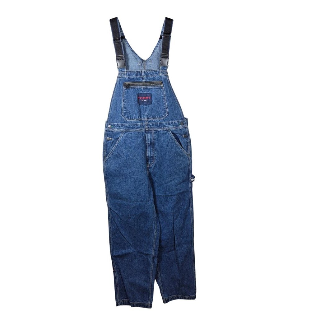 Tommy Hilfiger Overalls Mens Medium Denim Bib Carpenter Jeans Hip Hop Y2K 90s